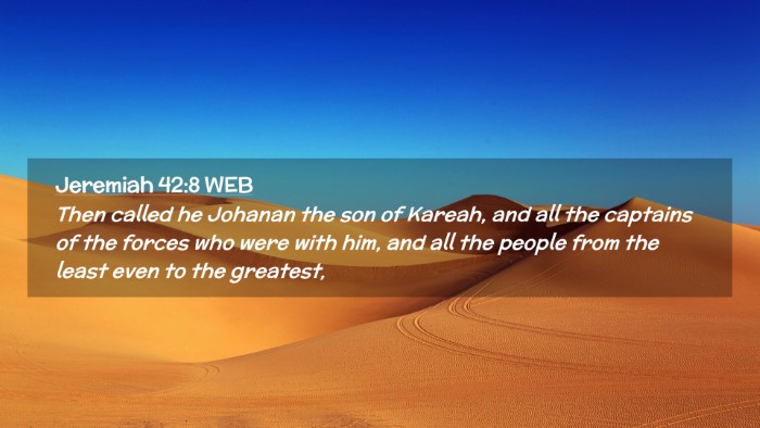 Picture 02 - Jeremiah 42:8 WEB Desktop Wallpaper - Then called he Johanan the son of Kareah, and all - Desktop Bible Verse Wallpaper
