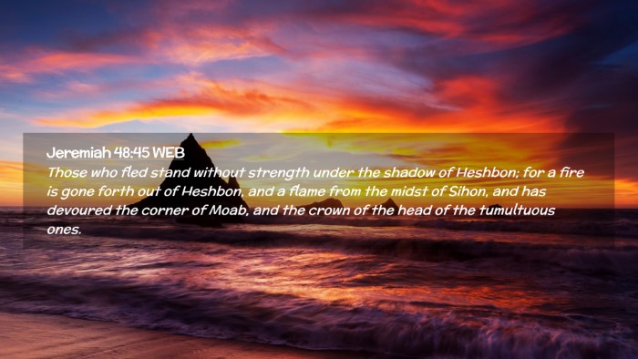 Picture 02 - Jeremiah 48:45 WEB Desktop Wallpaper - Those who fled stand without strength under the - Desktop Bible Verse Wallpaper