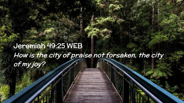 Picture 02 - Jeremiah 49:25 WEB Desktop Wallpaper - How is the city of praise not forsaken, the city - Desktop Bible Verse Wallpaper