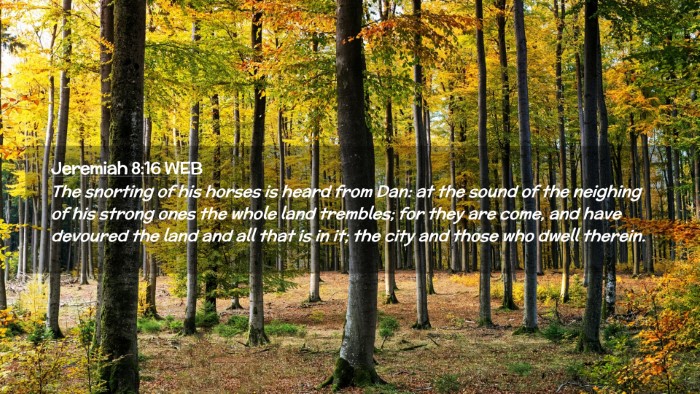 Picture 02 - Jeremiah 8:16 WEB Desktop Wallpaper - The snorting of his horses is heard from Dan: at - Desktop Bible Verse Wallpaper
