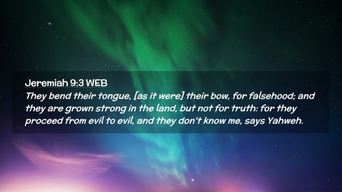 Picture 02 - Jeremiah 9:3 WEB Desktop Wallpaper - They bend their tongue, [as it were] their bow, - Desktop Bible Verse Wallpaper