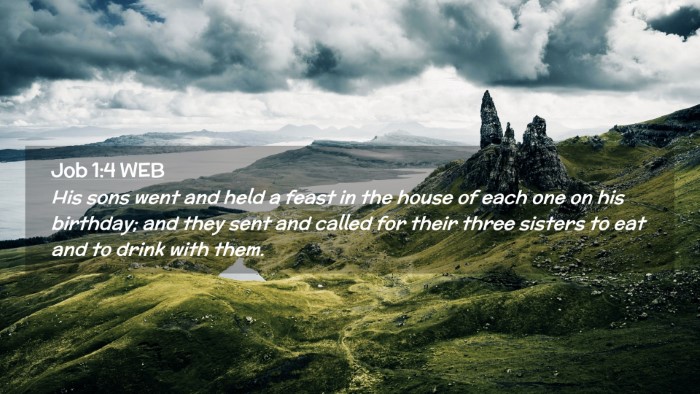 Picture 02 - Job 1:4 WEB Desktop Wallpaper - His sons went and held a feast in the house of - Desktop Bible Verse Wallpaper