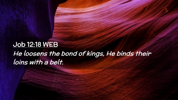Picture 02 - Job 12:18 WEB Desktop Wallpaper - He loosens the bond of kings, He binds their - Desktop Bible Verse Wallpaper
