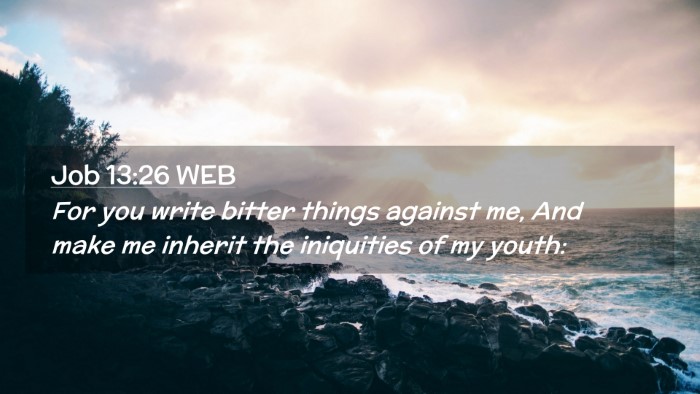 Picture 02 - Job 13:26 WEB Desktop Wallpaper - For you write bitter things against me, And make - Desktop Bible Verse Wallpaper