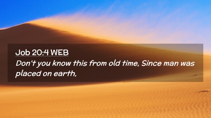 Picture 02 - Job 20:4 WEB Desktop Wallpaper - Don't you know this from old time, Since man was - Desktop Bible Verse Wallpaper