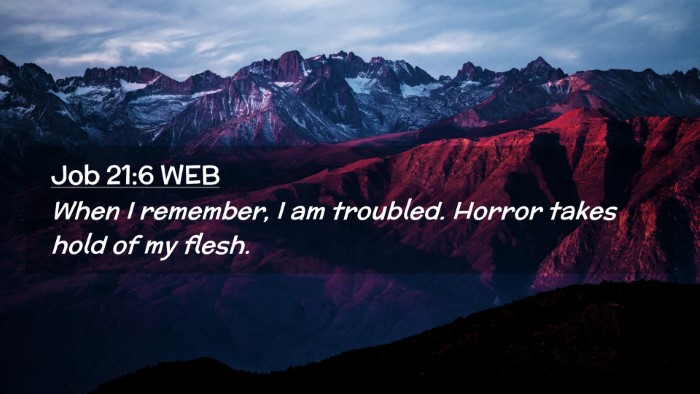 Picture 02 - Job 21:6 WEB Desktop Wallpaper - When I remember, I am troubled. Horror takes hold - Desktop Bible Verse Wallpaper