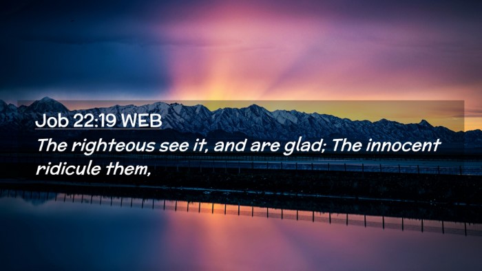 Picture 02 - Job 22:19 WEB Desktop Wallpaper - The righteous see it, and are glad; The innocent - Desktop Bible Verse Wallpaper