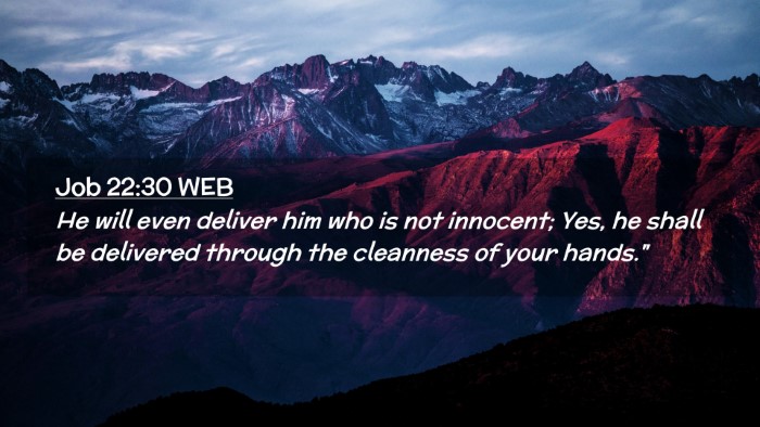 Picture 02 - Job 22:30 WEB Desktop Wallpaper - He will even deliver him who is not innocent; - Desktop Bible Verse Wallpaper