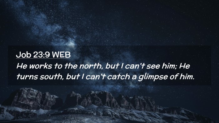 Picture 02 - Job 23:9 WEB Desktop Wallpaper - He works to the north, but I can't see him; He - Desktop Bible Verse Wallpaper