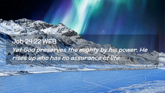 Picture 02 - Job 24:22 WEB Desktop Wallpaper - Yet God preserves the mighty by his power. He - Desktop Bible Verse Wallpaper