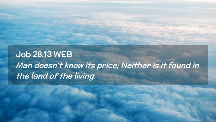 Picture 02 - Job 28:13 WEB Desktop Wallpaper - Man doesn't know its price; Neither is it found - Desktop Bible Verse Wallpaper