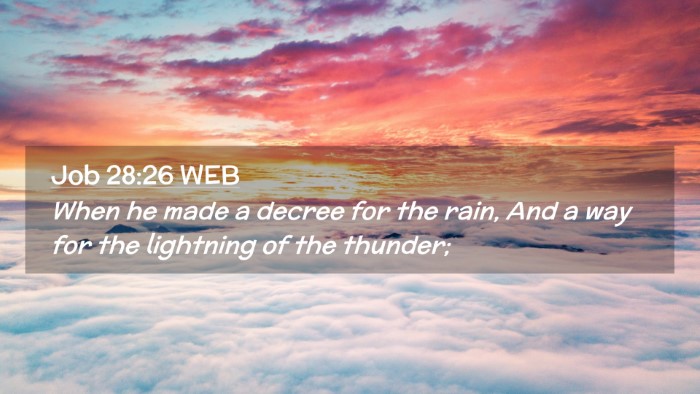 Picture 02 - Job 28:26 WEB Desktop Wallpaper - When he made a decree for the rain, And a way for - Desktop Bible Verse Wallpaper
