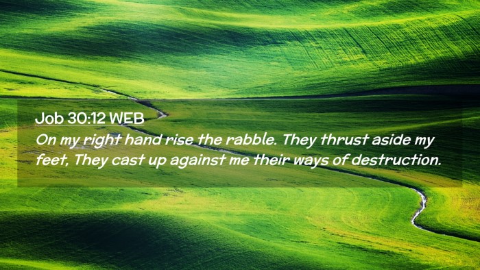 Picture 02 - Job 30:12 WEB Desktop Wallpaper - On my right hand rise the rabble. They thrust - Desktop Bible Verse Wallpaper