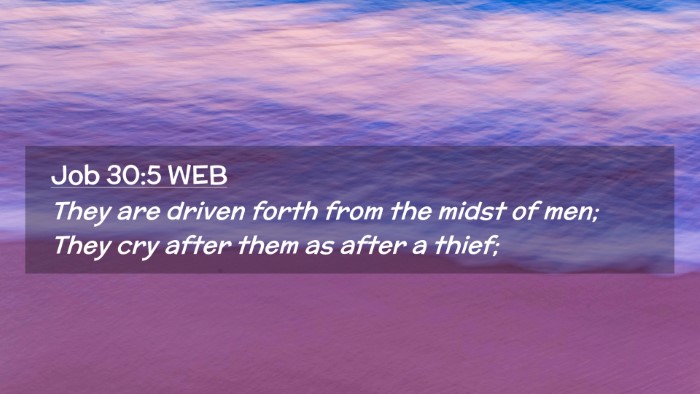 Picture 02 - Job 30:5 WEB Desktop Wallpaper - They are driven forth from the midst of men; They - Desktop Bible Verse Wallpaper