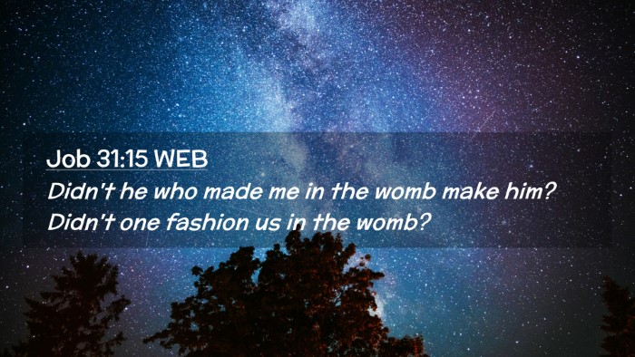 Picture 02 - Job 31:15 WEB Desktop Wallpaper - Didn't he who made me in the womb make him? - Desktop Bible Verse Wallpaper