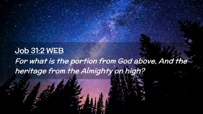 Picture 02 - Job 31:2 WEB Desktop Wallpaper - For what is the portion from God above, And the - Desktop Bible Verse Wallpaper