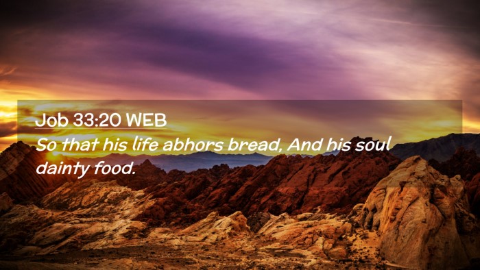 Picture 02 - Job 33:20 WEB Desktop Wallpaper - So that his life abhors bread, And his soul - Desktop Bible Verse Wallpaper