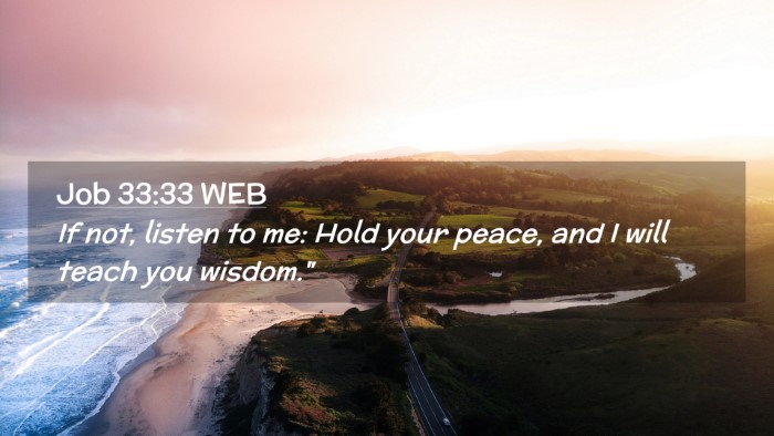 Picture 02 - Job 33:33 WEB Desktop Wallpaper - If not, listen to me: Hold your peace, and I will - Desktop Bible Verse Wallpaper