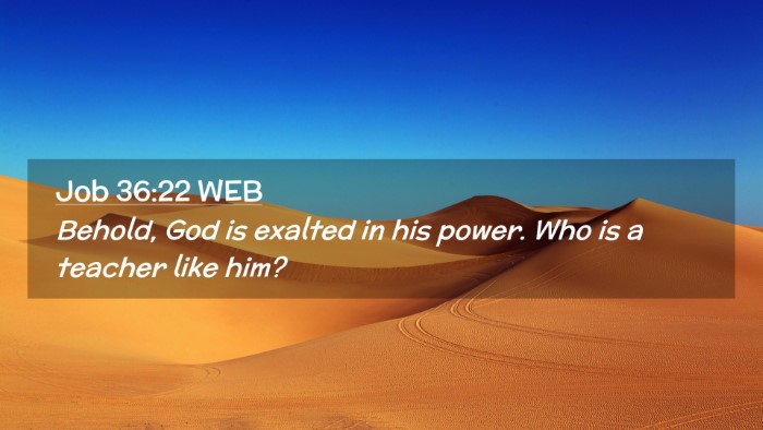 Picture 02 - Job 36:22 WEB Desktop Wallpaper - Behold, God is exalted in his power. Who is a - Desktop Bible Verse Wallpaper