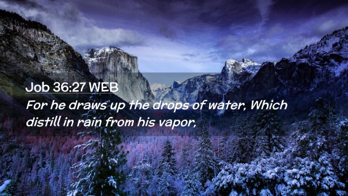 Picture 02 - Job 36:27 WEB Desktop Wallpaper - For he draws up the drops of water, Which distill - Desktop Bible Verse Wallpaper