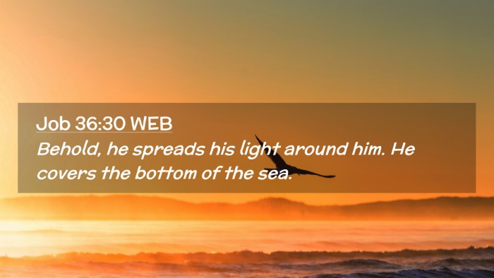 Picture 02 - Job 36:30 WEB Desktop Wallpaper - Behold, he spreads his light around him. He - Desktop Bible Verse Wallpaper