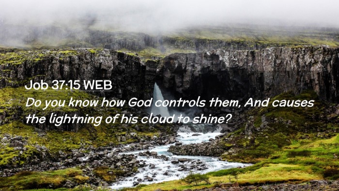 Picture 02 - Job 37:15 WEB Desktop Wallpaper - Do you know how God controls them, And causes the - Desktop Bible Verse Wallpaper
