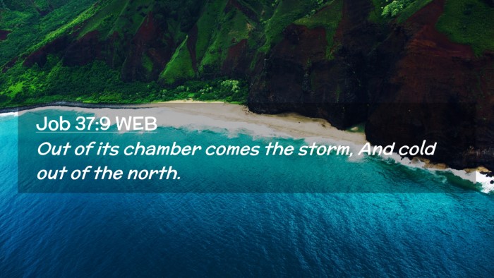 Picture 02 - Job 37:9 WEB Desktop Wallpaper - Out of its chamber comes the storm, And cold out - Desktop Bible Verse Wallpaper