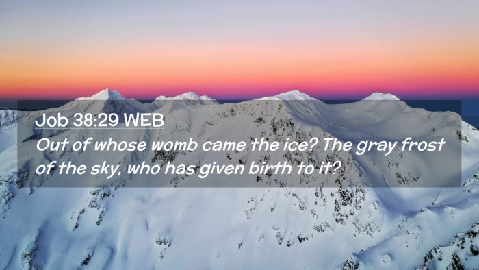 Picture 02 - Job 38:29 WEB Desktop Wallpaper - Out of whose womb came the ice? The gray frost of - Desktop Bible Verse Wallpaper