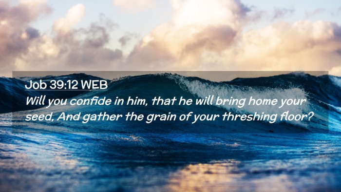 Picture 02 - Job 39:12 WEB Desktop Wallpaper - Will you confide in him, that he will bring home - Desktop Bible Verse Wallpaper