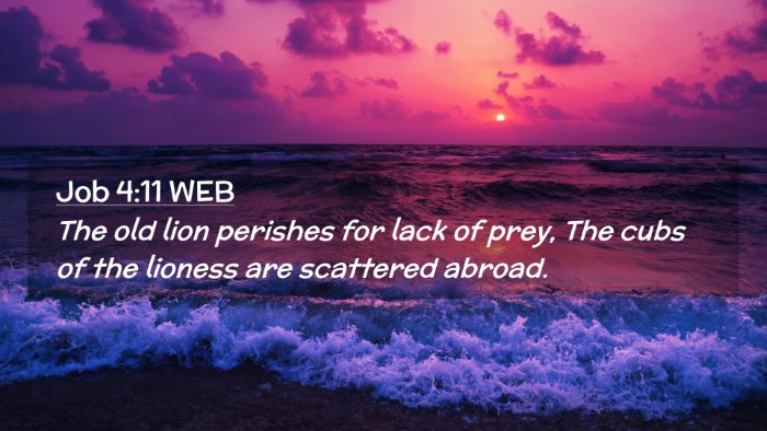 Picture 02 - Job 4:11 WEB Desktop Wallpaper - The old lion perishes for lack of prey, The cubs - Desktop Bible Verse Wallpaper