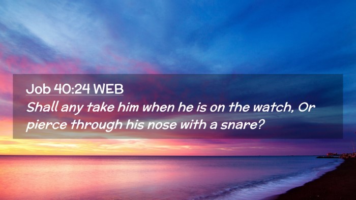 Picture 02 - Job 40:24 WEB Desktop Wallpaper - Shall any take him when he is on the watch, Or - Desktop Bible Verse Wallpaper