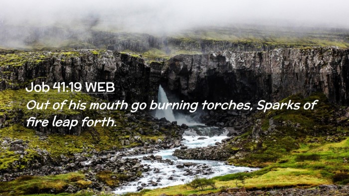 Picture 02 - Job 41:19 WEB Desktop Wallpaper - Out of his mouth go burning torches, Sparks of - Desktop Bible Verse Wallpaper