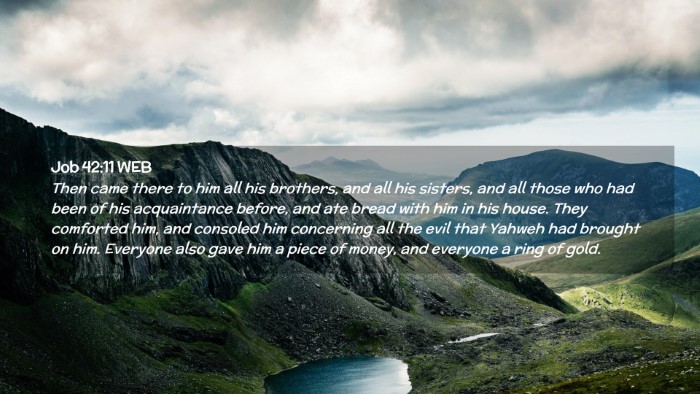 Picture 02 - Job 42:11 WEB Desktop Wallpaper - Then came there to him all his brothers, and all - Desktop Bible Verse Wallpaper