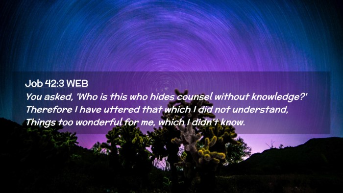 Picture 02 - Job 42:3 WEB Desktop Wallpaper - You asked, 'Who is this who hides counsel without - Desktop Bible Verse Wallpaper