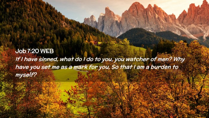 Picture 02 - Job 7:20 WEB Desktop Wallpaper - If I have sinned, what do I do to you, you - Desktop Bible Verse Wallpaper