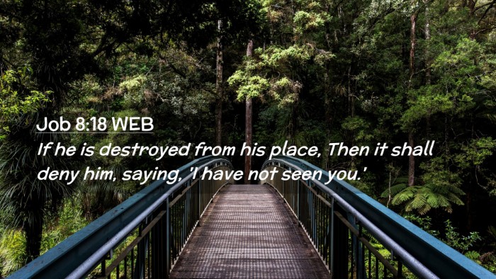 Picture 02 - Job 8:18 WEB Desktop Wallpaper - If he is destroyed from his place, Then it shall - Desktop Bible Verse Wallpaper