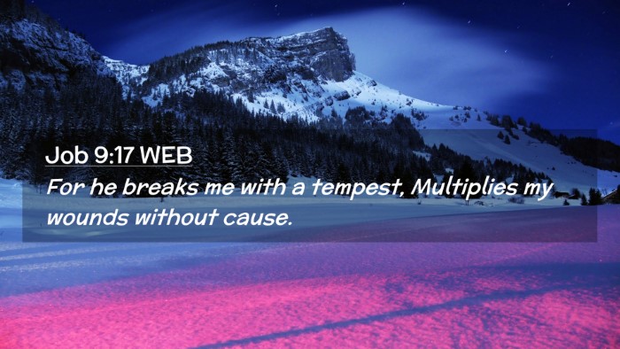 Picture 02 - Job 9:17 WEB Desktop Wallpaper - For he breaks me with a tempest, Multiplies my - Desktop Bible Verse Wallpaper