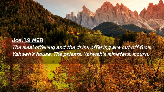 Picture 02 - Joel 1:9 WEB Desktop Wallpaper - The meal offering and the drink offering are cut - Desktop Bible Verse Wallpaper