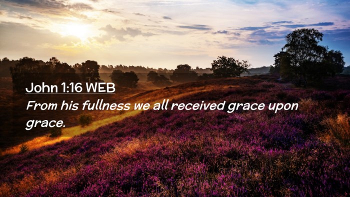 Picture 02 - John 1:16 WEB Desktop Wallpaper - From his fullness we all received grace upon - Desktop Bible Verse Wallpaper