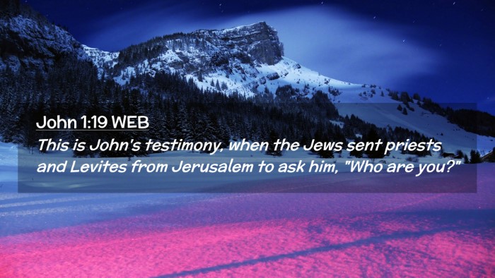 Picture 02 - John 1:19 WEB Desktop Wallpaper - This is John's testimony, when the Jews sent - Desktop Bible Verse Wallpaper