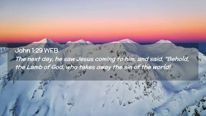 Picture 02 - John 1:29 WEB Desktop Wallpaper - The next day, he saw Jesus coming to him, and - Desktop Bible Verse Wallpaper