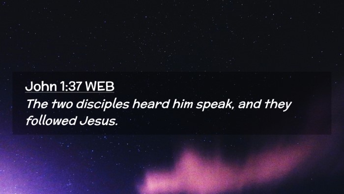 Picture 02 - John 1:37 WEB Desktop Wallpaper - The two disciples heard him speak, and they - Desktop Bible Verse Wallpaper