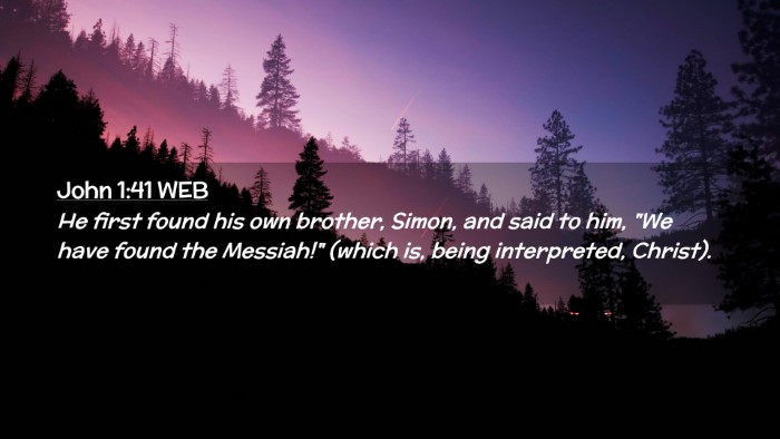 Picture 02 - John 1:41 WEB Desktop Wallpaper - He first found his own brother, Simon, and said - Desktop Bible Verse Wallpaper