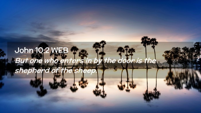 Picture 02 - John 10:2 WEB Desktop Wallpaper - But one who enters in by the door is the shepherd - Desktop Bible Verse Wallpaper