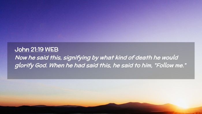 Picture 02 - John 21:19 WEB Desktop Wallpaper - Now he said this, signifying by what kind of - Desktop Bible Verse Wallpaper
