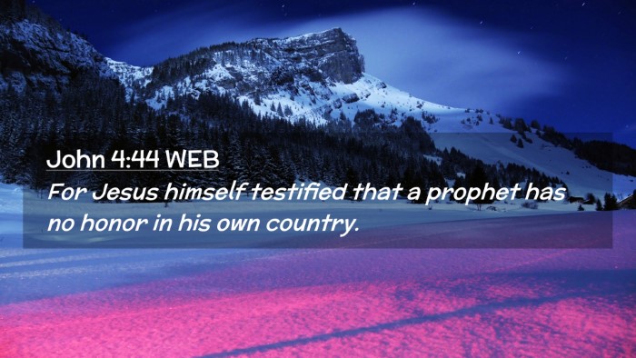 Picture 02 - John 4:44 WEB Desktop Wallpaper - For Jesus himself testified that a prophet has no - Desktop Bible Verse Wallpaper