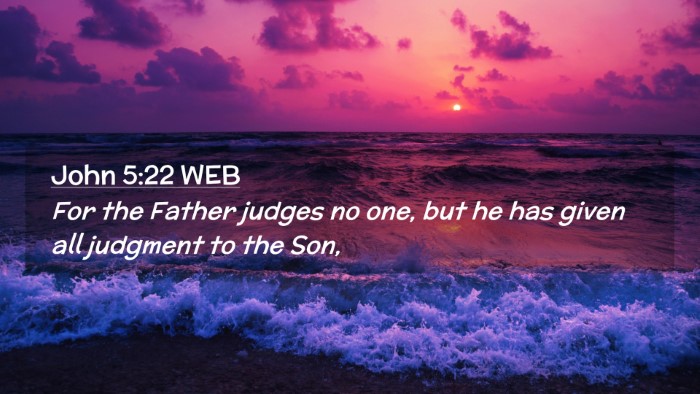 Picture 02 - John 5:22 WEB Desktop Wallpaper - For the Father judges no one, but he has given - Desktop Bible Verse Wallpaper