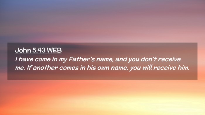 Picture 02 - John 5:43 WEB Desktop Wallpaper - I have come in my Father's name, and you don't - Desktop Bible Verse Wallpaper
