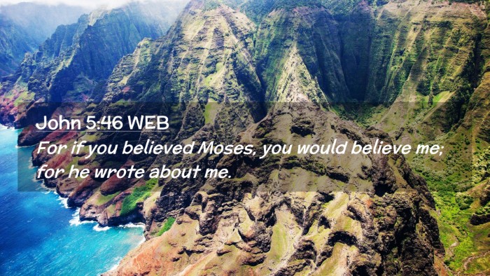 Picture 02 - John 5:46 WEB Desktop Wallpaper - For if you believed Moses, you would believe me; - Desktop Bible Verse Wallpaper