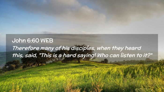 Picture 02 - John 6:60 WEB Desktop Wallpaper - Therefore many of his disciples, when they heard - Desktop Bible Verse Wallpaper